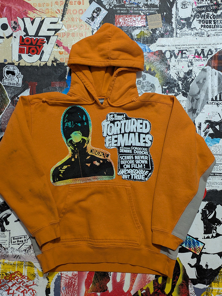 FOMO Collection - DISTRESSED Collage Tortured / Manifesto Hand-sewn Patchwork Hoodie - Medium - 12028