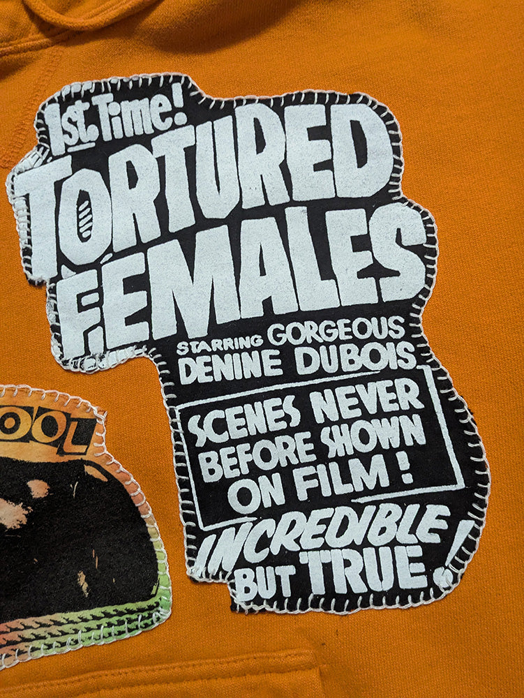FOMO Collection - DISTRESSED Collage Tortured / Manifesto Hand-sewn Patchwork Hoodie - Medium - 12028