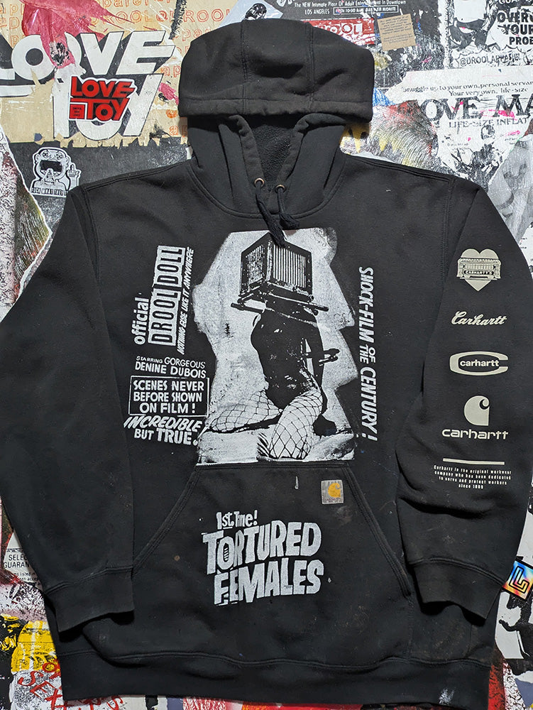 FOMO Collection - DISTRESSED Collage Carhartt Box Head / Tortured Females Hoodie - XL - 12225