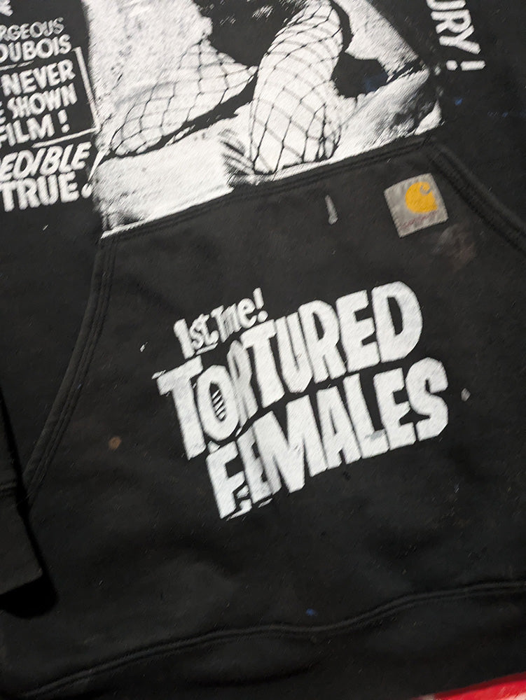 FOMO Collection - DISTRESSED Collage Carhartt Box Head / Tortured Females Hoodie - XL - 12225