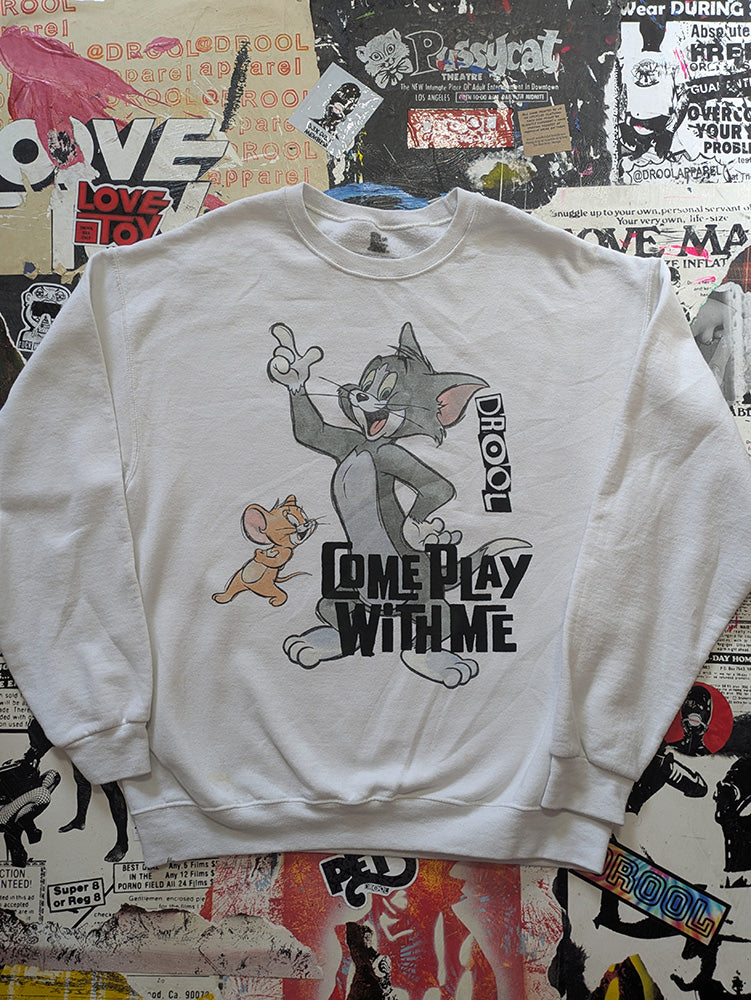 FOMO Collection - DISTRESSED Tom & Jerry Come Play With Me Crewneck - L - 1235