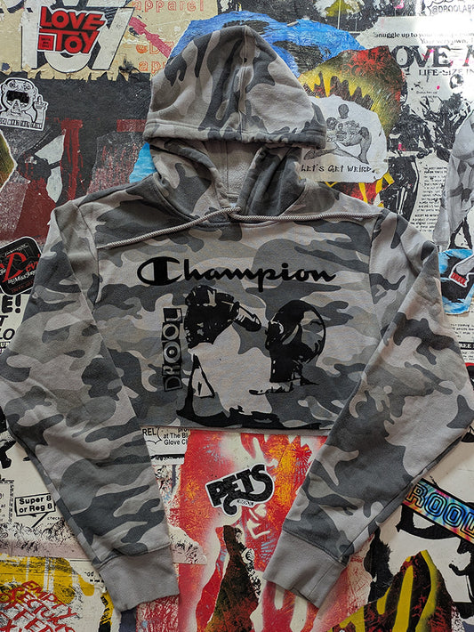 FOMO Collection - Champion Hungry Raw Cut Crop Top Hoodie - M - 12325