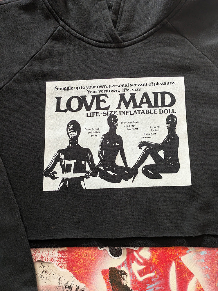 FOMO Collection - Love Maid Raw Cut Crop Top Hoodie - 2XL - 12323
