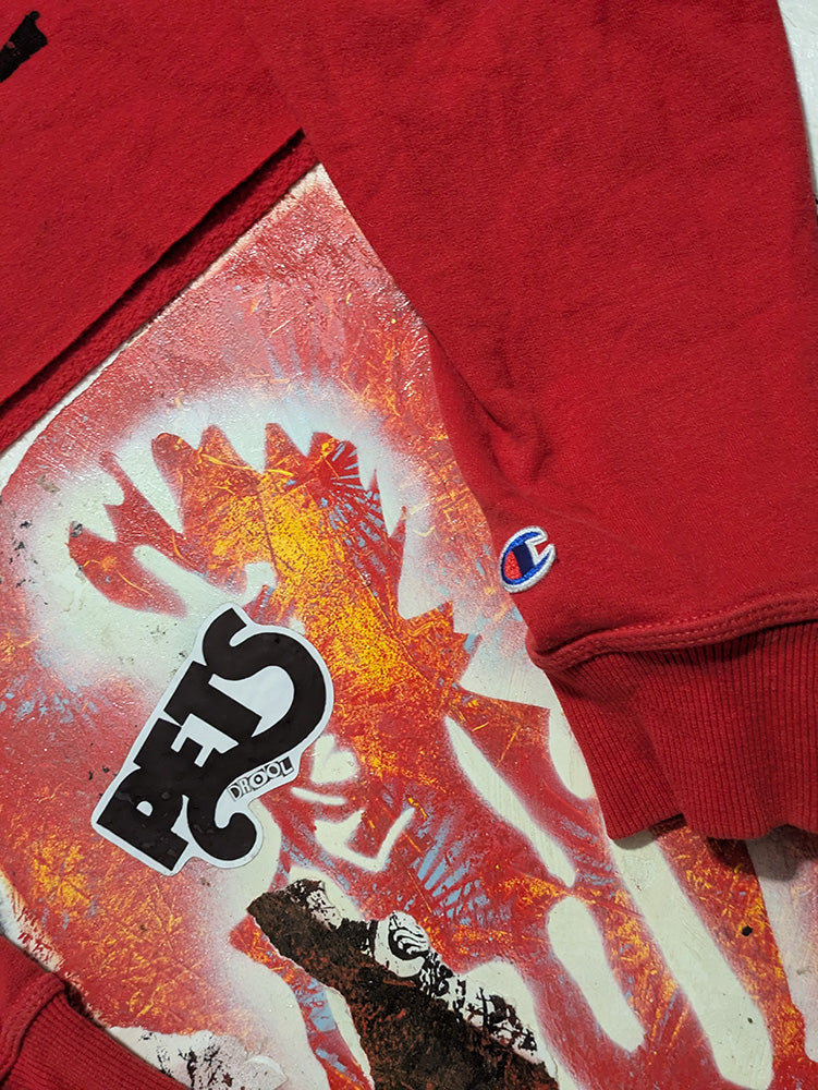 FOMO Collection - Champion Hungry Raw Cut Crop Top Hoodie - L - 12423