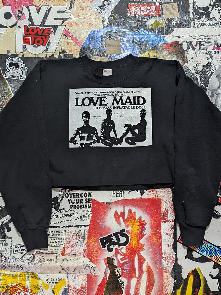FOMO Collection - Love Maid Raw Cut Crop Top Crewneck - M - 12426
