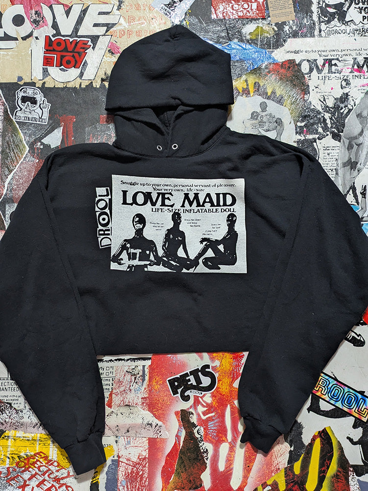 FOMO Collection - Love Maid Raw Cut Crop Top Hoodie - XL - 12427