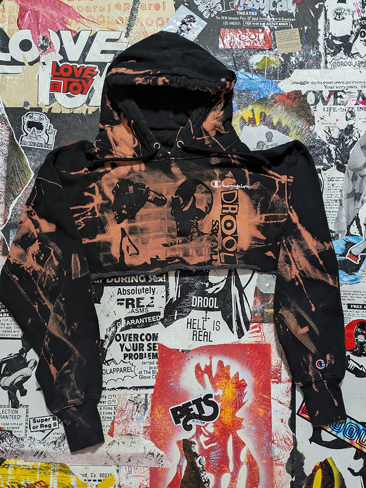 FOMO Collection - Champion Hungry Raw Cut Crop Top Hoodie - S - 12428