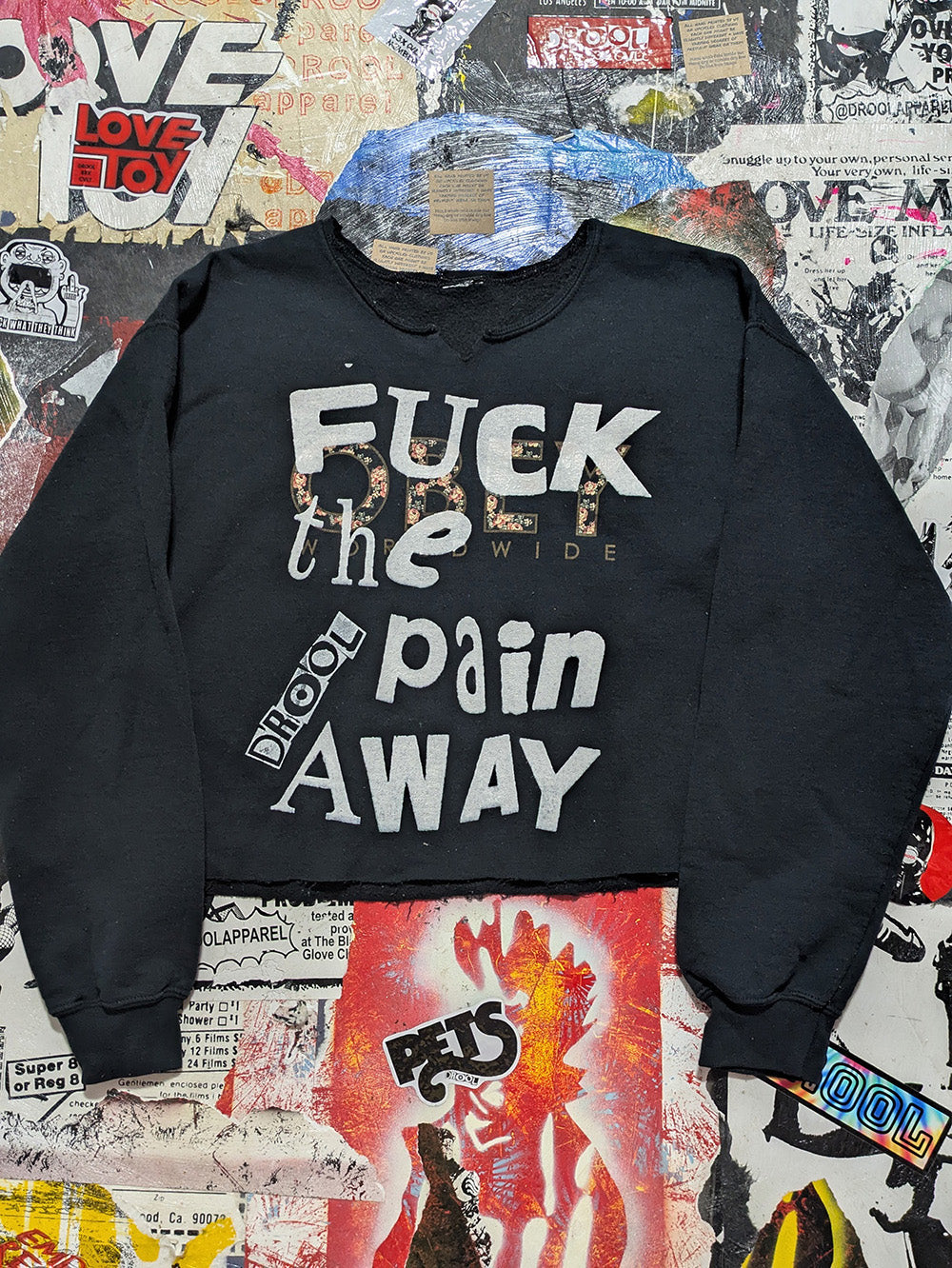 FOMO Collection - DISTRESSED Obey FTPA Crop Crop Crewneck - M - 12430