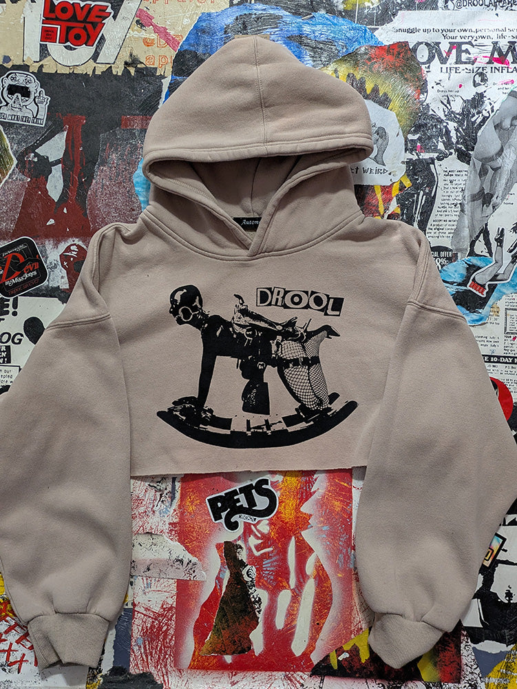 FOMO Collection - Rubber Pony Raw Cut Crop Top Hoodie - L - 12518