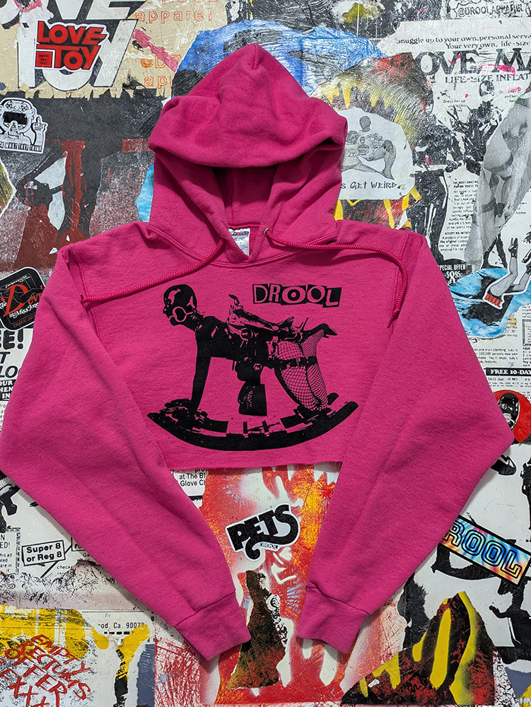 FOMO Collection - Rubber Pony Raw Cut Crop Top Hoodie - S - 12520