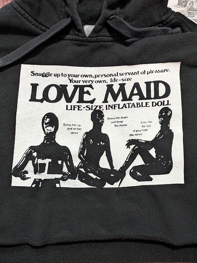 FOMO Collection - Champion Love Maid Raw Cut Crop Top Hoodie - L - 12521