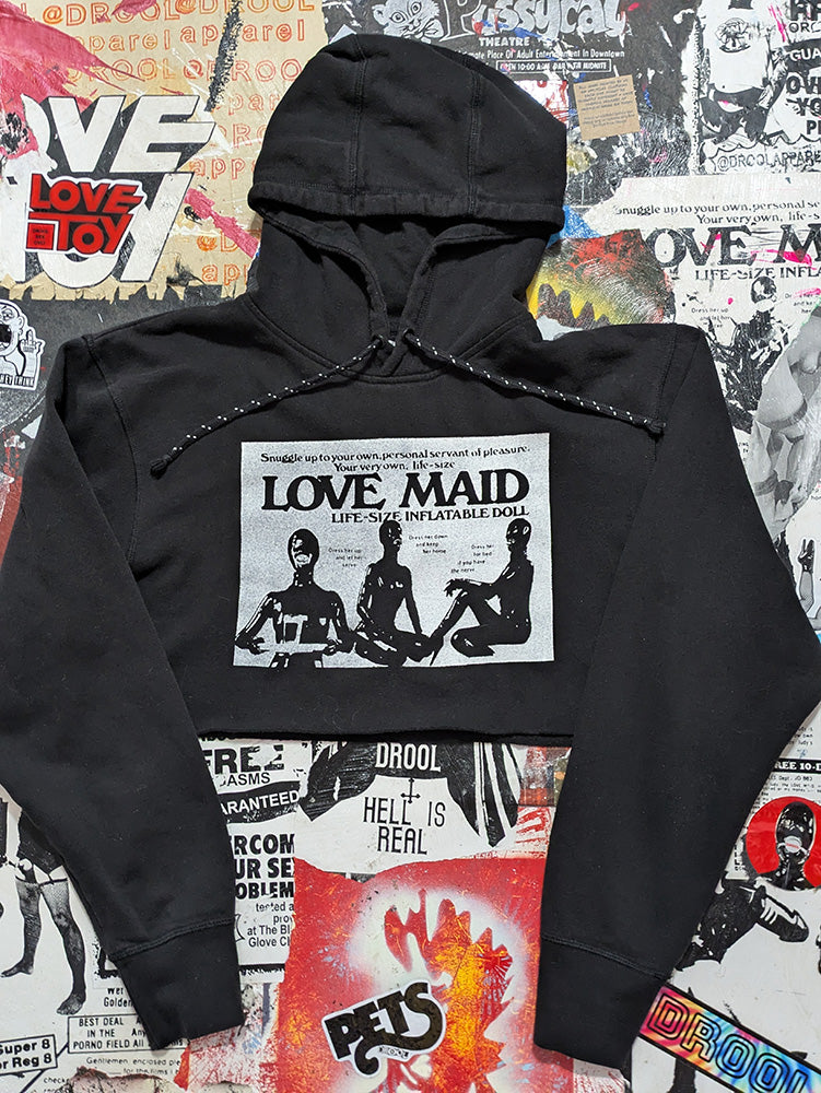 FOMO Collection - Love Maid Raw Cut Crop Top Hoodie - M - 12522
