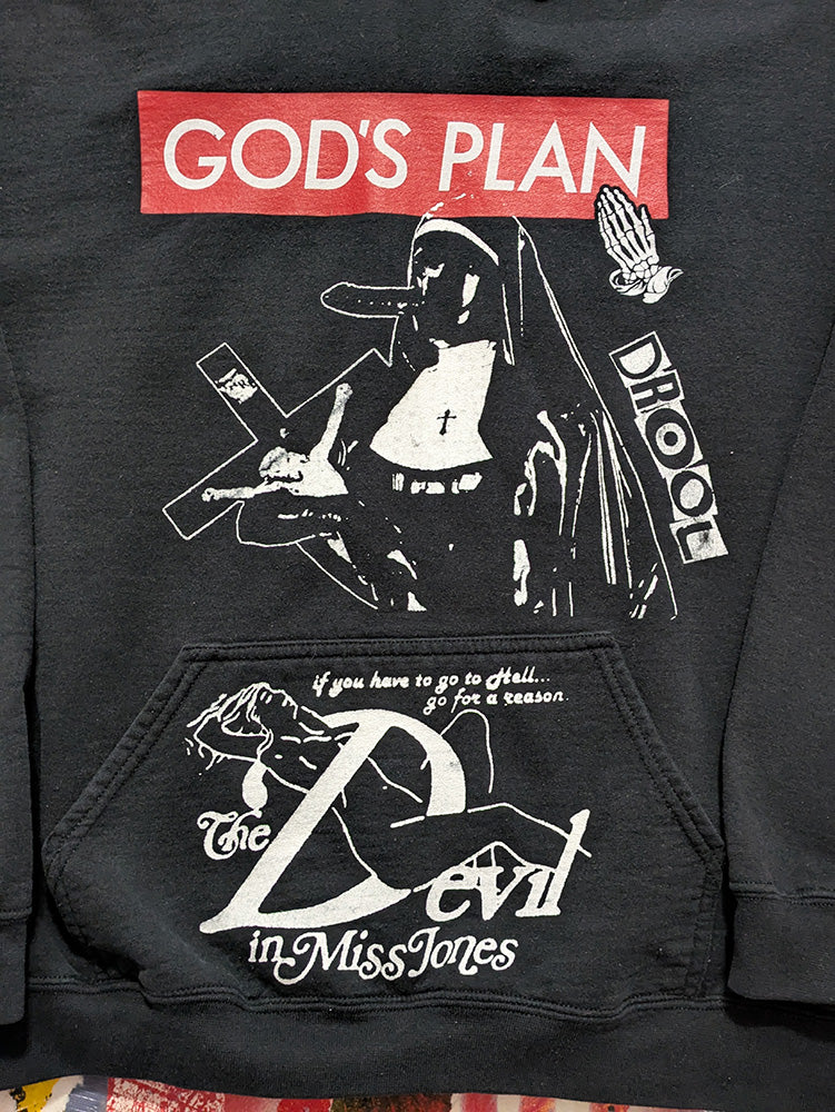 FOMO Collection - Collage God's Plan Magdalene / Devil In Miss Jones Hoodie - L - 12530