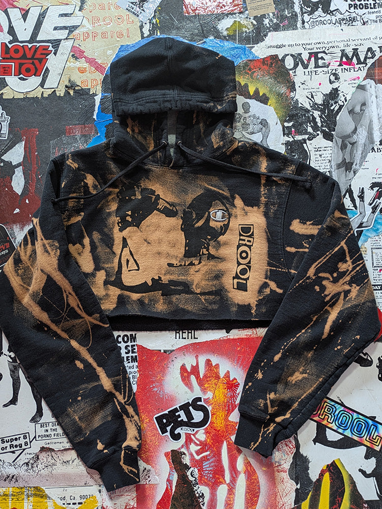 FOMO Collection - Champion Hungry Raw Cut Crop Top Hoodie - S - 12619