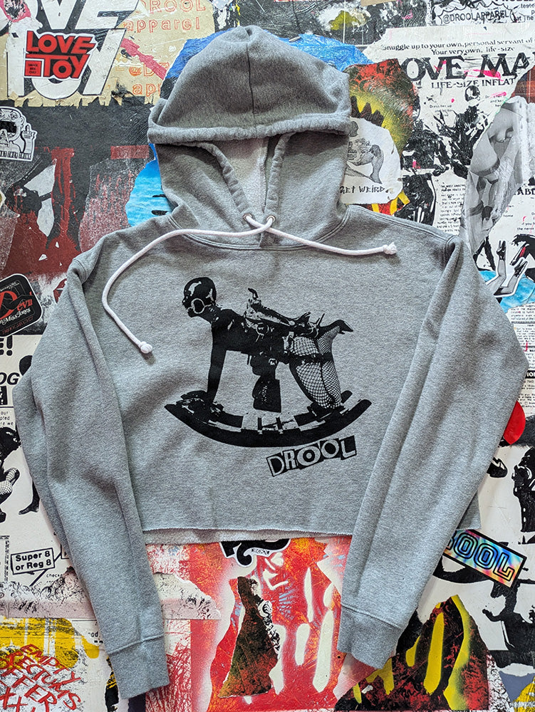 FOMO Collection - Rubber Pony Raw Cut Crop Top Hoodie - S - 12620