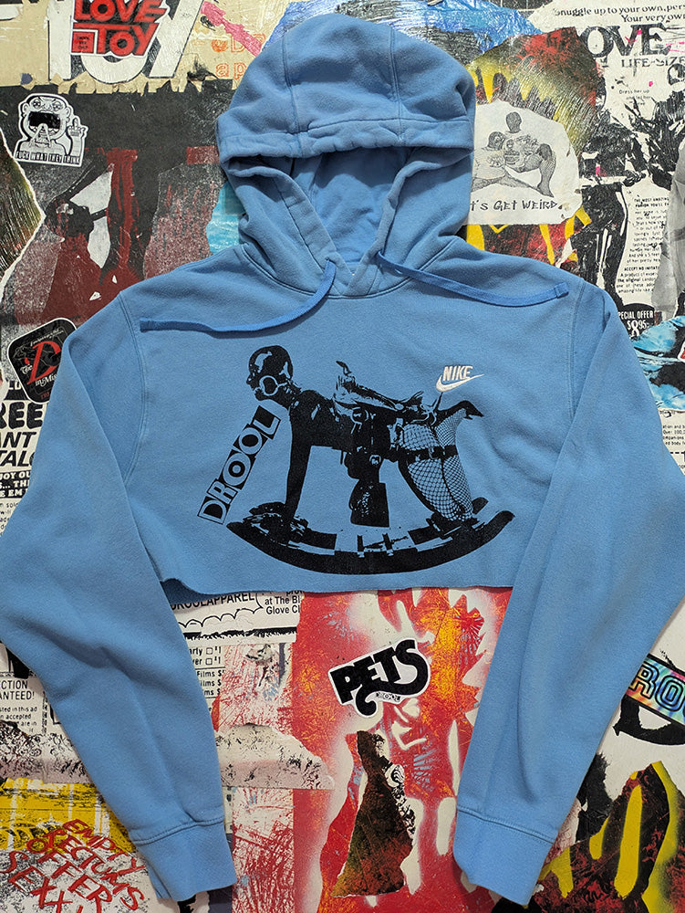 FOMO Collection - Nike Rubber Pony Raw Cut Crop Top Hoodie  - M - 12725