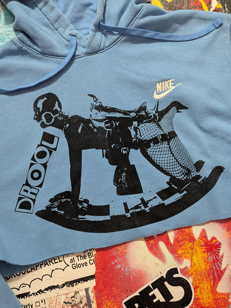 FOMO Collection - Nike Rubber Pony Raw Cut Crop Top Hoodie  - M - 12725