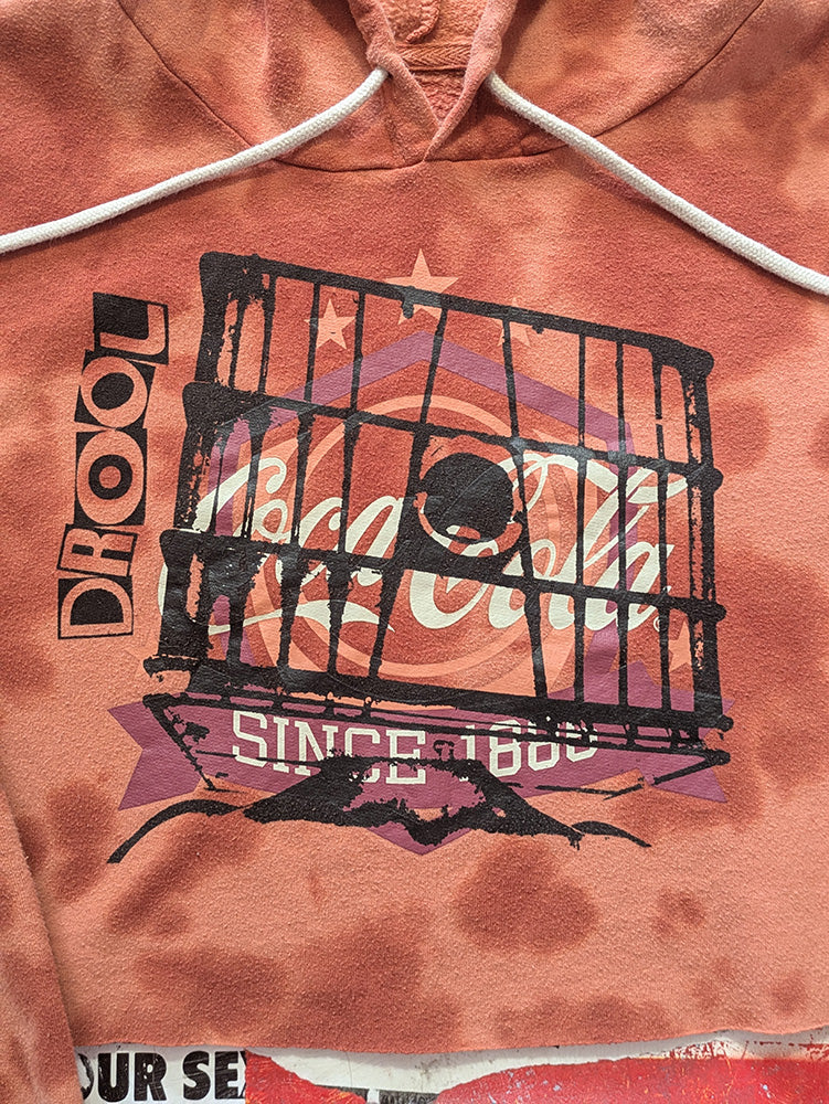 FOMO Collection - Coca-Cola Glory Box Raw Cut Crop Top Hoodie - L - 12824