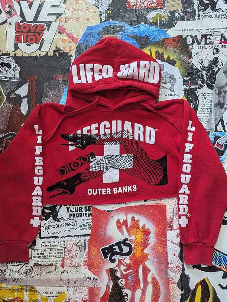 FOMO Collection - Lifeguard Legs Raw Cut Crop Top Hoodie - S - 12825
