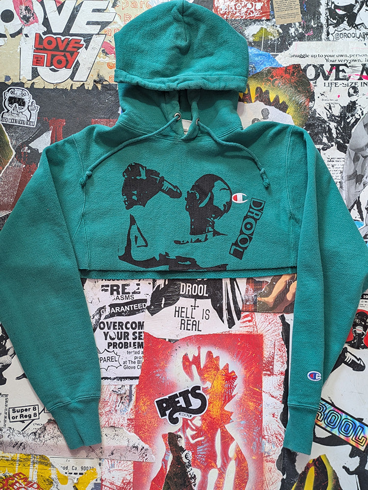 FOMO Collection - Champion Hungry Raw Cut Crop Top Hoodie - S - 12826