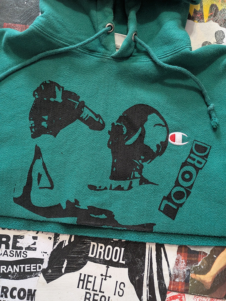 FOMO Collection - Champion Hungry Raw Cut Crop Top Hoodie - S - 12826