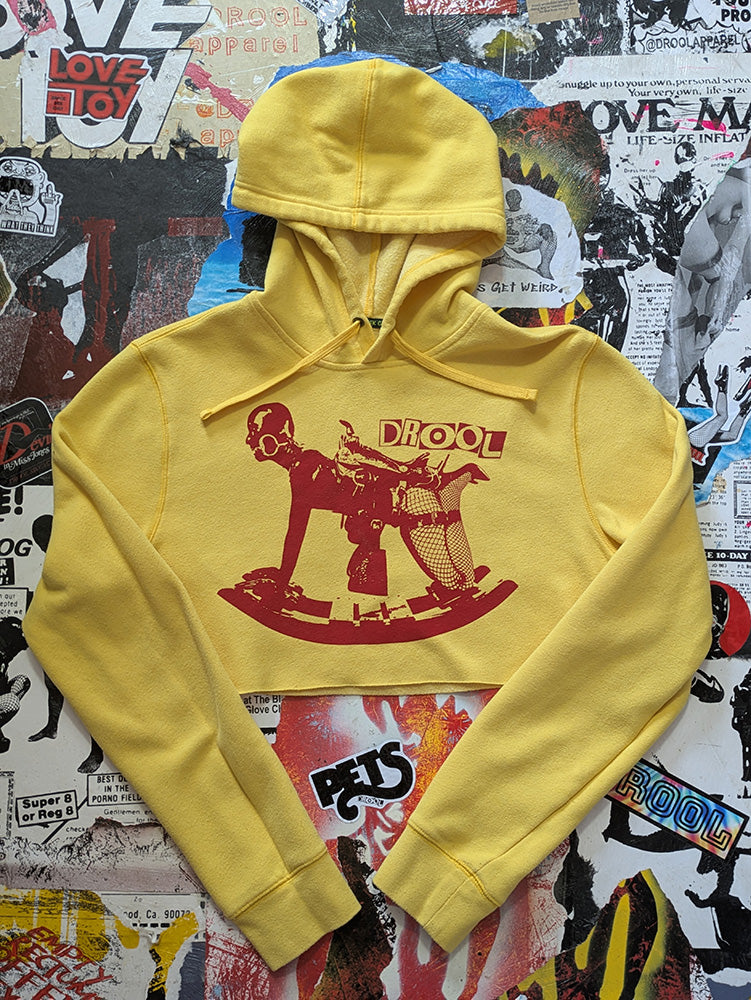 FOMO Collection - Rubber Pony Raw Cut Crop Top Hoodie - M - 12828