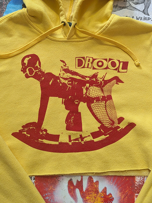 FOMO Collection - Rubber Pony Raw Cut Crop Top Hoodie - M - 12829