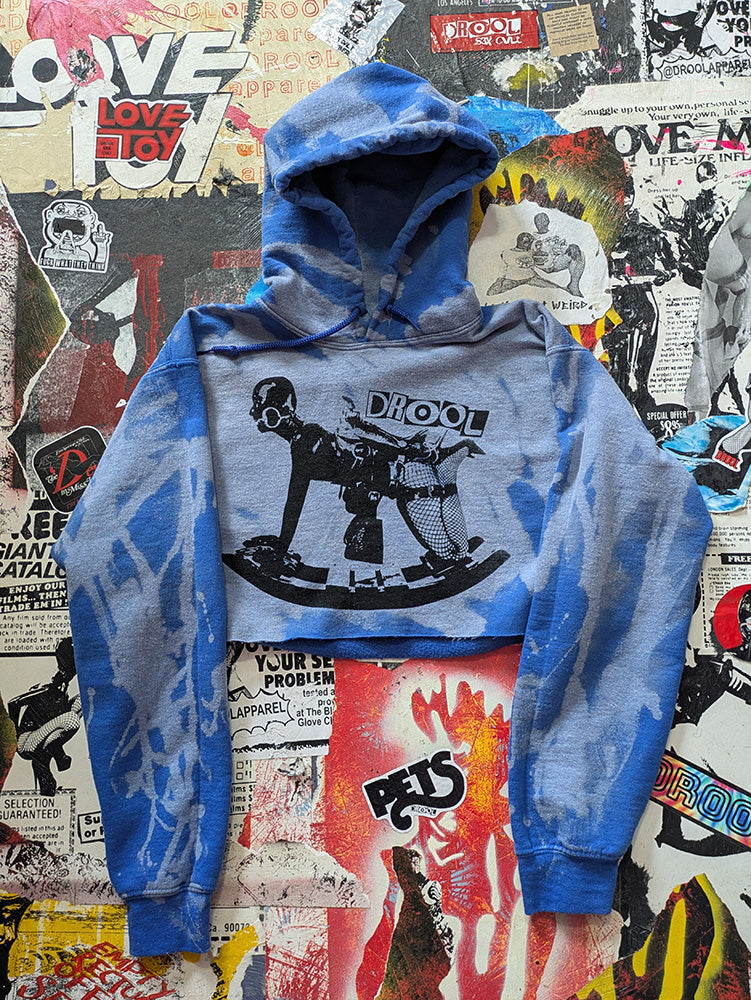 FOMO Collection - Rubber Pony Raw Cut Crop Top Hoodie - S - 12910