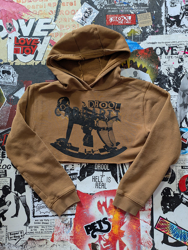 FOMO Collection - Rubber Pony Raw Cut Crop Top Hoodie - S - 12912