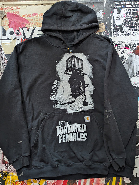 FOMO Collection - DISTRESSED Collage Carhartt Box Head / Tortured Females Hoodie  - 3XL(Tall) - 12928
