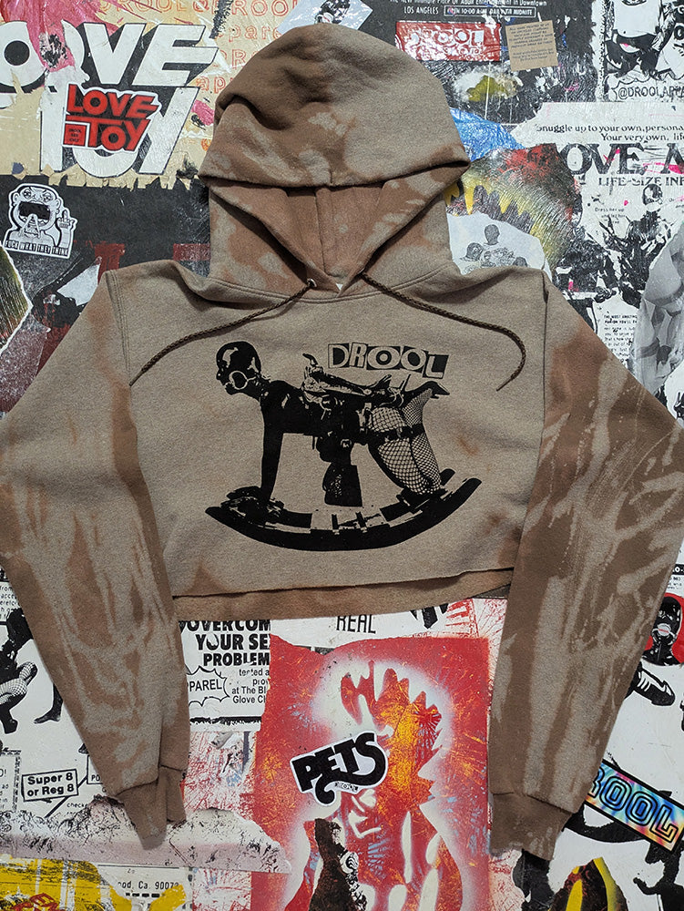 FOMO Collection - Rubber Pony Raw Cut Crop Top Hoodie  - S - 13035