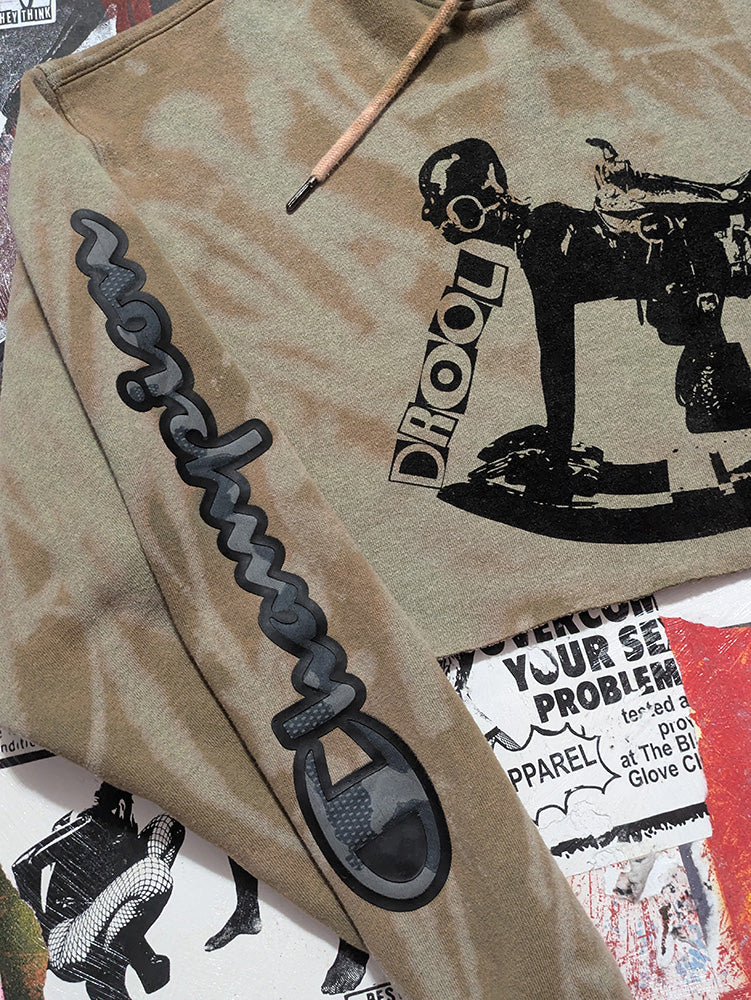 FOMO Collection - Champion Rubber Pony Raw Cut Crop Top Hoodie  - L - 13039