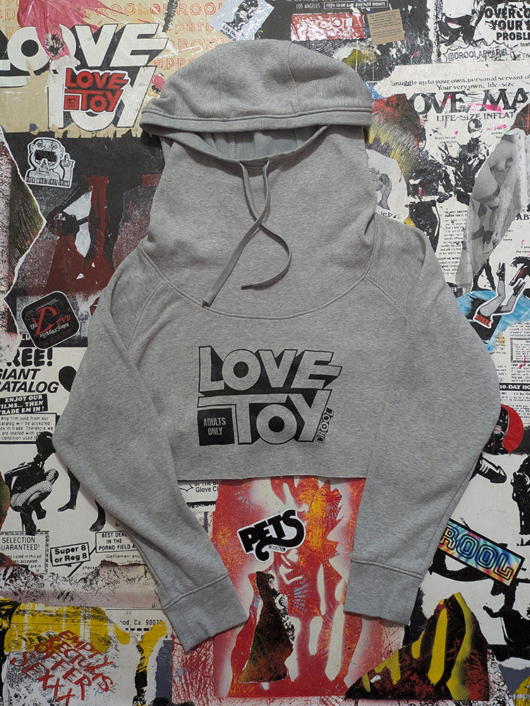 FOMO Collection - Love Toy Raw Cut Crop Top Cowl Neck Hoodie  - L - 13121