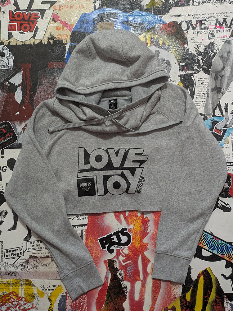 FOMO Collection - Love Toy Raw Cut Crop Top Cowl Neck Hoodie  - L - 13121