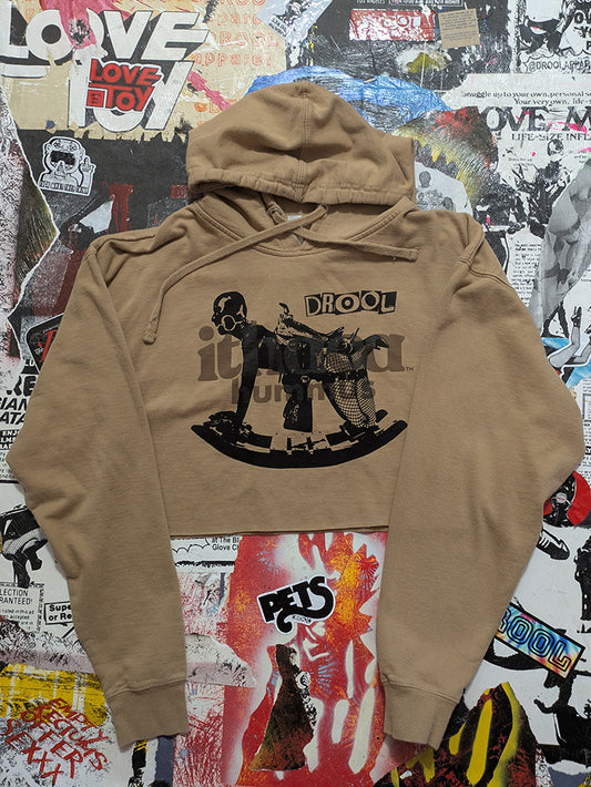 FOMO Collection - Ithaca Hummus Rubber Pony Raw Cut Crop Top Hoodie  - XL - 13122