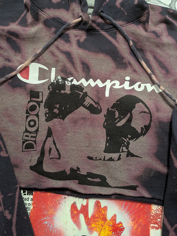 FOMO Collection - Champion Hungry Raw Cut Crop Top Hoodie  - M - 13123