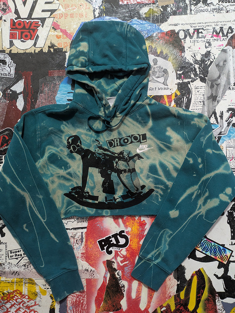FOMO Collection - Nike Rubber Pony Raw Cut Crop Top Hoodie  - M - 13125