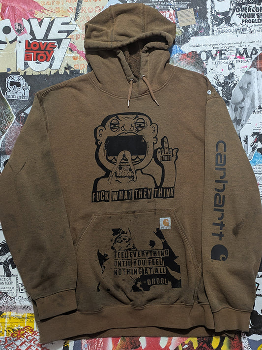 FOMO Collection - DISTRESSED( sun faded) Carhartt Collage FWTT / Feel Everything Hoodie  - XL - 13224