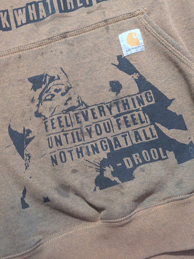 FOMO Collection - DISTRESSED( sun faded) Carhartt Collage FWTT / Feel Everything Hoodie  - XL - 13224