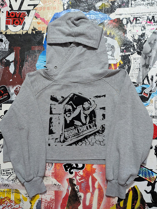 FOMO Collection - Ridin Dirty Raw Cut Crop Top Hoodie  - XL - 13229