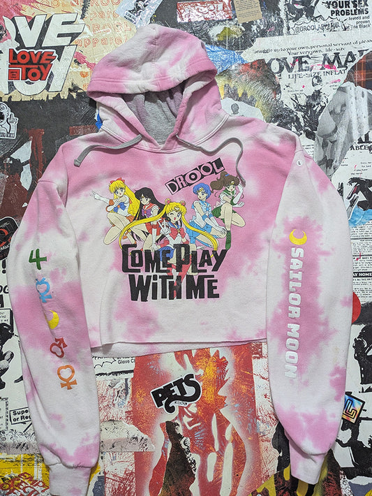 FOMO Collection - Sailor Moon Come Play With me Raw Cut Crop Top Hoodie  - L - 13230