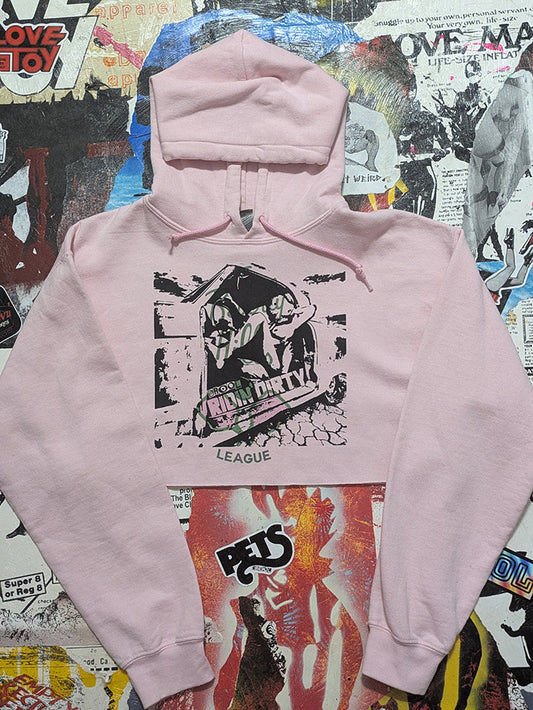 FOMO Collection - Beverly Hills Ridin Dirty Raw Cut Crop Top Hoodie  - M - 13232