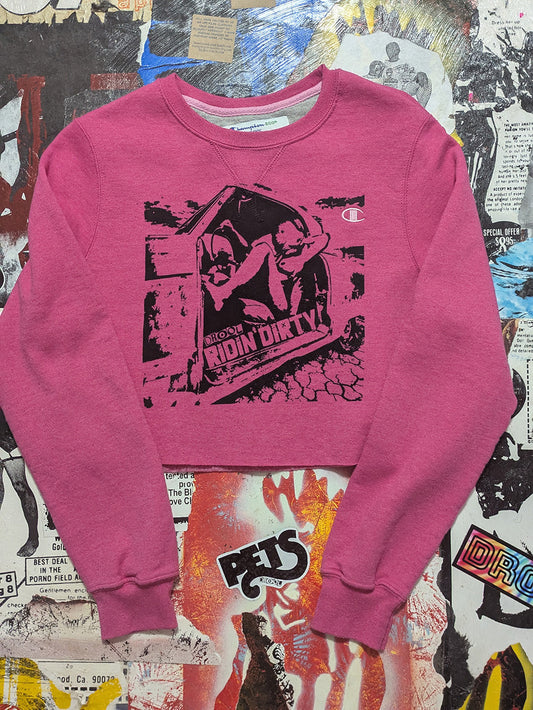 FOMO Collection - Champion Ridin Dirty Raw Cut Crop Top Crewneck  - M - 13234