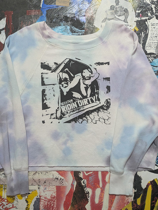 FOMO Collection - Ridin Dirty Raw Cut Crop Top Crewneck  - M - 13235