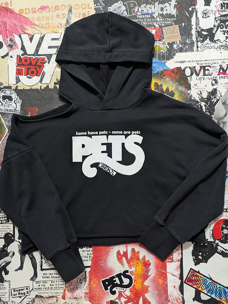 FOMO Collection - Pets Raw Cut Crop Top Hoodie(bare shoulder)  - XL - 13424