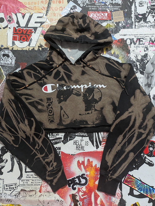 FOMO Collection - Champion Hungry Raw Cut Crop Top Hoodie - S - 13534