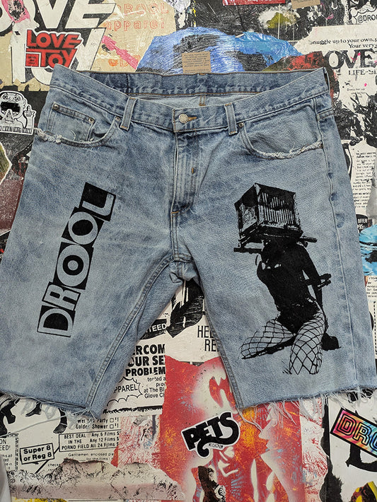 FOMO Collection - Member's Mark Vintage Made in Mexico Box Head Raw Cut Jorts - XL(Waist = 40", Inseam = 12", Length = 22") - 13539