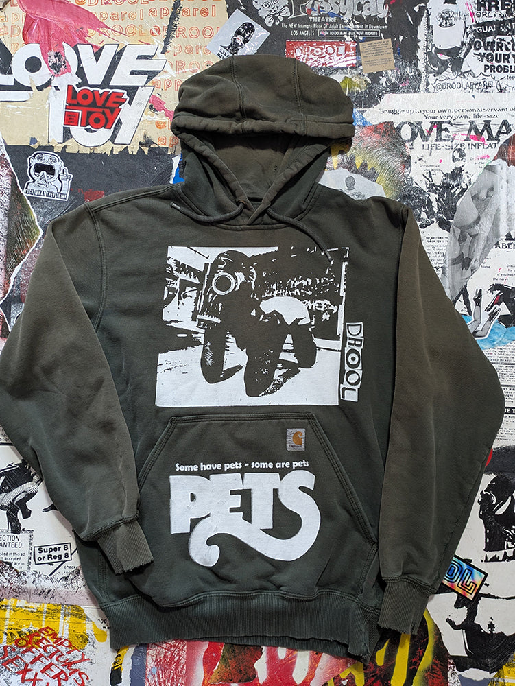 FOMO Collection - DISTRESSED Collage Carhartt Rubber Pup / Pets Hoodie  - M - 13615