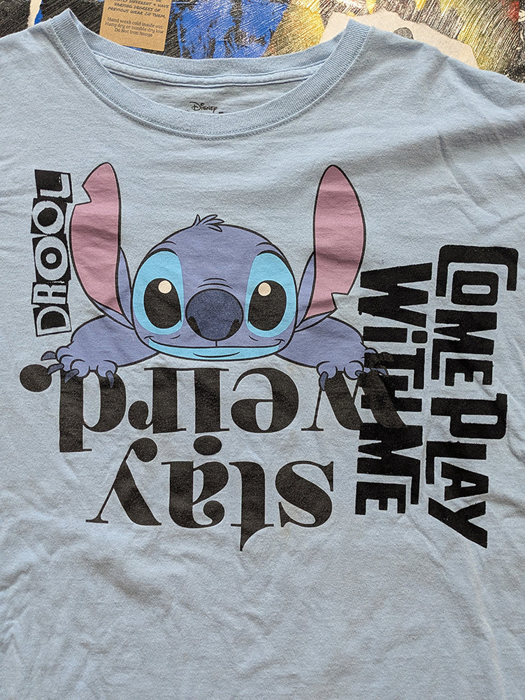 FOMO Collection - Stitch Stay Weird Come Play With Me Raw Cut Crop Top  - XL - 13628