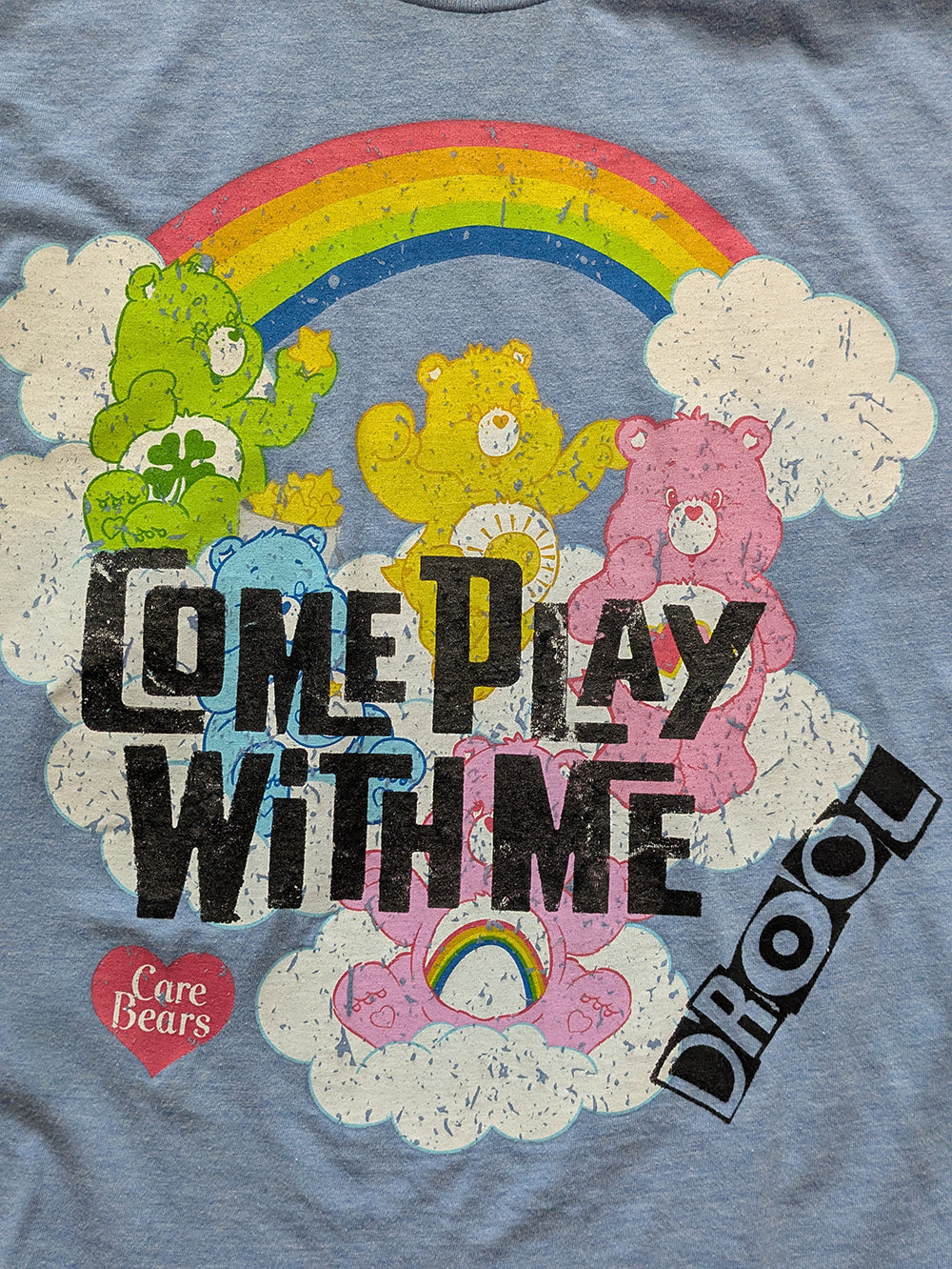 FOMO Collection - Care Bears Come Play With Me Raw Cut Crop Top  - L - 13633